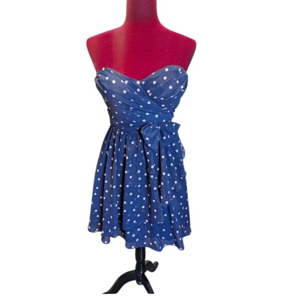 B Darlin Strapless Polkadot Dress Size 9/10 Junior - Picture 1 of 4